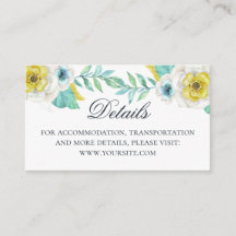 Detalles del boda floral azul y amarillo acuarela