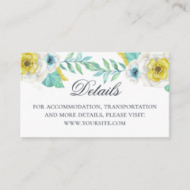Tarjeta De Recepción Detalles del boda floral azul y amarillo acuarela