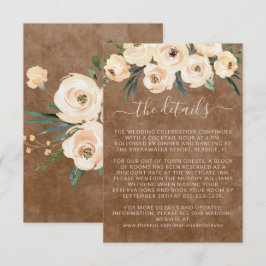 Tarjeta De Recepción Detalles del Boda Floral Beige
