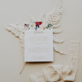 Tarjeta De Recepción Detalles del Boda Floral Blanco Borgoña de oro clá