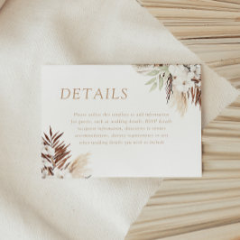 Tarjeta De Recepción Detalles del Boda floral blanco del Boho Divino