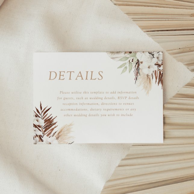 Tarjeta De Recepción Detalles del Boda floral blanco del Boho Divino (Subido por el creador)