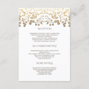 Tarjeta De Recepción Detalles del Boda floral blanco y dorado - Informa
