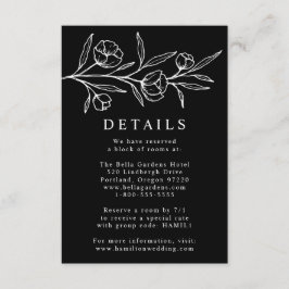 Tarjeta De Recepción Detalles del Boda floral blanco y negro