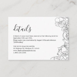 Tarjeta De Recepción Detalles del Boda floral blanco y negro moderno