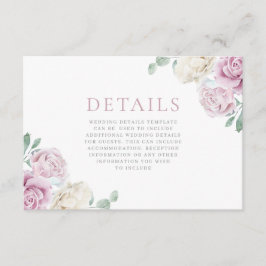 Tarjeta De Recepción Detalles del Boda floral blanco y Rubor
