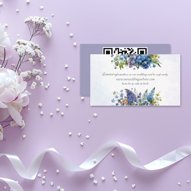 Tarjeta De Recepción Detalles del Boda floral bohemio azul-violeta (Subido por el creador)