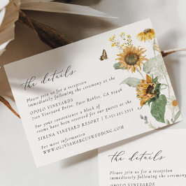 Tarjeta De Recepción Detalles del Boda Floral Boho Sunflower Golden Ray