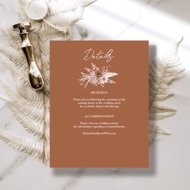 Tarjeta De Recepción Detalles del Boda Floral Boho Terracotta (Subido por el creador)