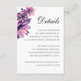 Tarjeta De Recepción Detalles del boda floral color agua morado y rosa
