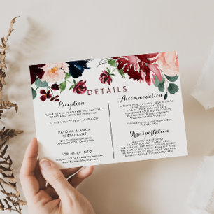Tarjeta De Recepción Detalles del Boda floral colorido del Boho de lujo