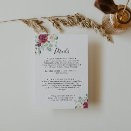 Tarjeta De Recepción Detalles del Boda floral contemporáneo Eucalyptus