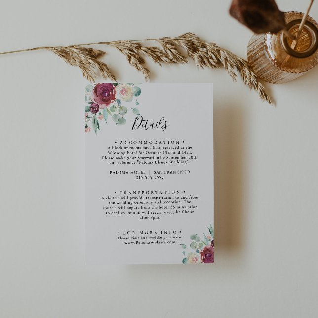 Tarjeta De Recepción Detalles del Boda floral contemporáneo Eucalyptus (Subido por el creador)