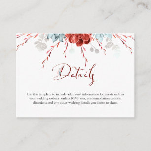 Tarjeta De Recepción Detalles del Boda floral coral