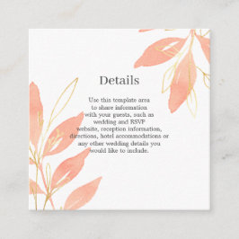 Tarjeta De Recepción Detalles del Boda floral de acuarela de color dora