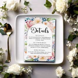 Tarjeta De Recepción Detalles del Boda floral de acuarela de escritura