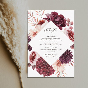 Tarjeta De Recepción Detalles del Boda floral de acuarela de Romance ot