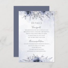 Tarjeta De Recepción Detalles del Boda floral de color azul turbio