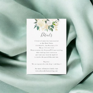 Tarjeta De Recepción Detalles del Boda floral de color blanco de color