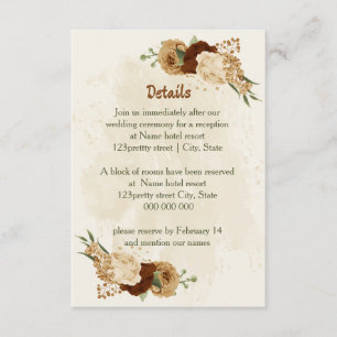 Tarjeta De Recepción detalles del boda floral de color terracota earth