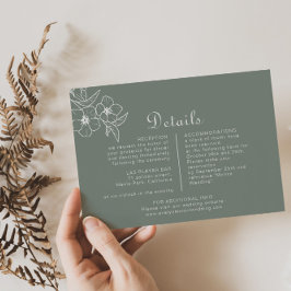 Tarjeta De Recepción Detalles del Boda floral de destino verde Boho