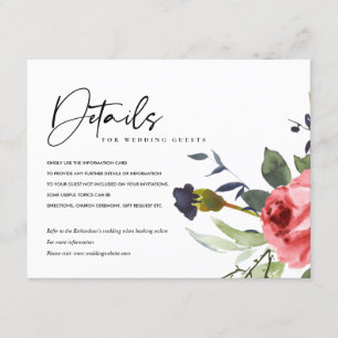 TARJETA DE RECEPCIÓN DETALLES DEL BODA FLORAL DE EUCALYPTUS ROSE PEONY