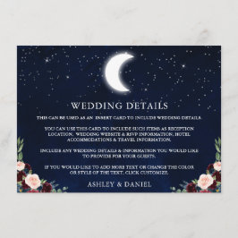 Tarjeta De Recepción Detalles del Boda floral de las estrellas celestes