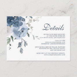 Tarjeta De Recepción Detalles del Boda floral de marfil azul oscuro