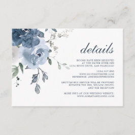 Tarjeta De Recepción Detalles del Boda floral de marfil azul oscuro