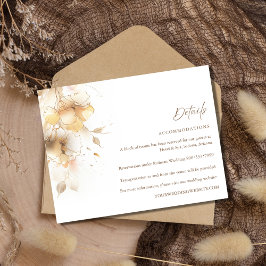 Tarjeta De Recepción Detalles del Boda Floral de otoño dorado
