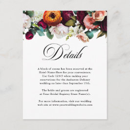 Tarjeta De Recepción Detalles del Boda floral de otoño fresco