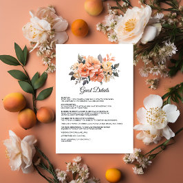 Tarjeta De Recepción Detalles del Boda Floral de Peach Fuzz