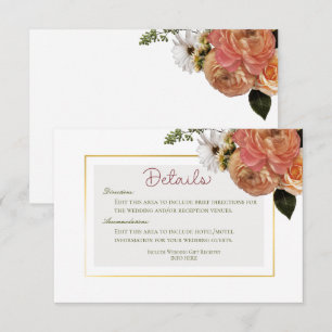 Tarjeta De Recepción Detalles del Boda floral de Peach Mimosa Blooms