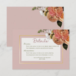 Tarjeta De Recepción Detalles del Boda floral de Peach Mimosa Blooms