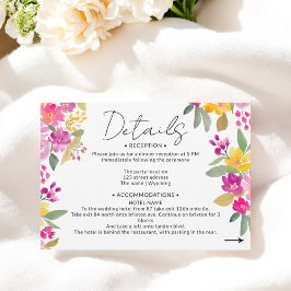 Tarjeta De Recepción Detalles del Boda floral de primavera pintado a ma