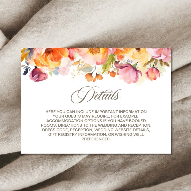 Tarjeta De Recepción Detalles del Boda floral de primavera vibrante (Subido por el creador)