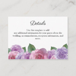 Tarjeta De Recepción Detalles del Boda floral de Rosa rosado rosado rus