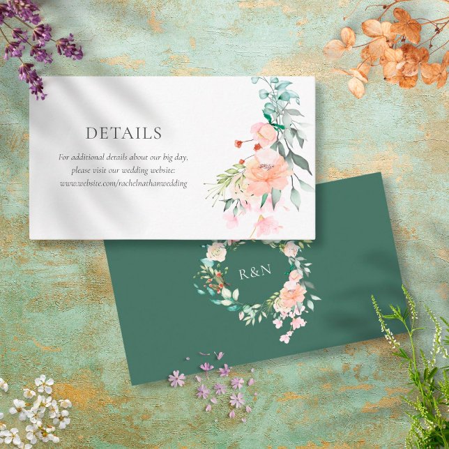 Tarjeta De Recepción Detalles del Boda Floral de Rosas silvestres (Subido por el creador)