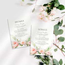 Tarjeta De Recepción Detalles del Boda floral de Rubor en color de agua