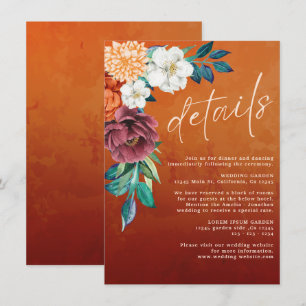 Tarjeta De Recepción Detalles del boda floral de terracota naranja quem