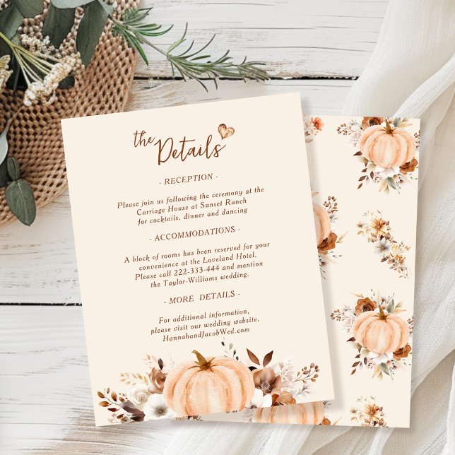Tarjeta De Recepción Detalles del Boda floral de Terracotta otoño (Subido por el creador)