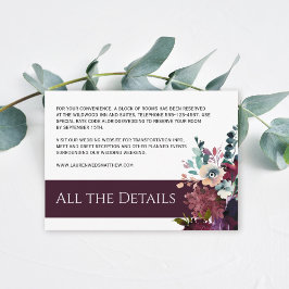 Tarjeta De Recepción Detalles del Boda floral de vino de lujo
