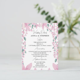 Tarjeta De Recepción Detalles del Boda floral de Wisteria encantadora