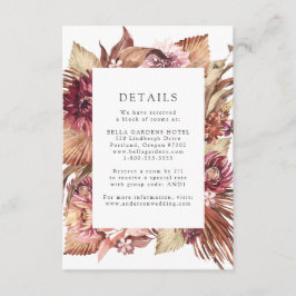 Tarjeta De Recepción Detalles del Boda floral del desierto del Boho