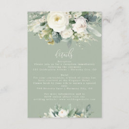 Tarjeta De Recepción Detalles del Boda floral del eucalipto verde sabio