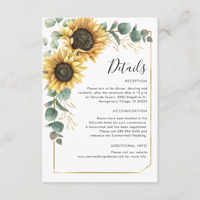Tarjeta De Recepción Detalles del Boda floral del Eucalyptus Floral del (Anverso)