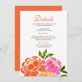 Tarjeta De Recepción Detalles del Boda floral del Naranja acuático de c