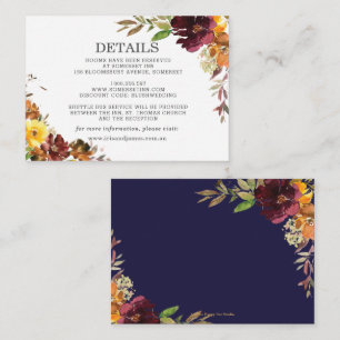 Tarjeta De Recepción Detalles del Boda floral del Naranja amarillo borg