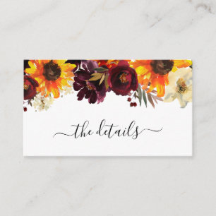 Tarjeta De Recepción Detalles del Boda floral del Rosa de Borgoña del g