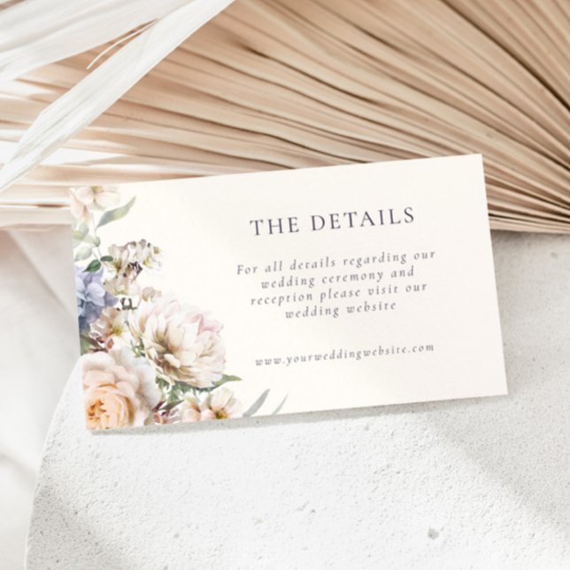 Tarjeta De Recepción Detalles del Boda Floral Dusty Blue Cream (Subido por el creador)